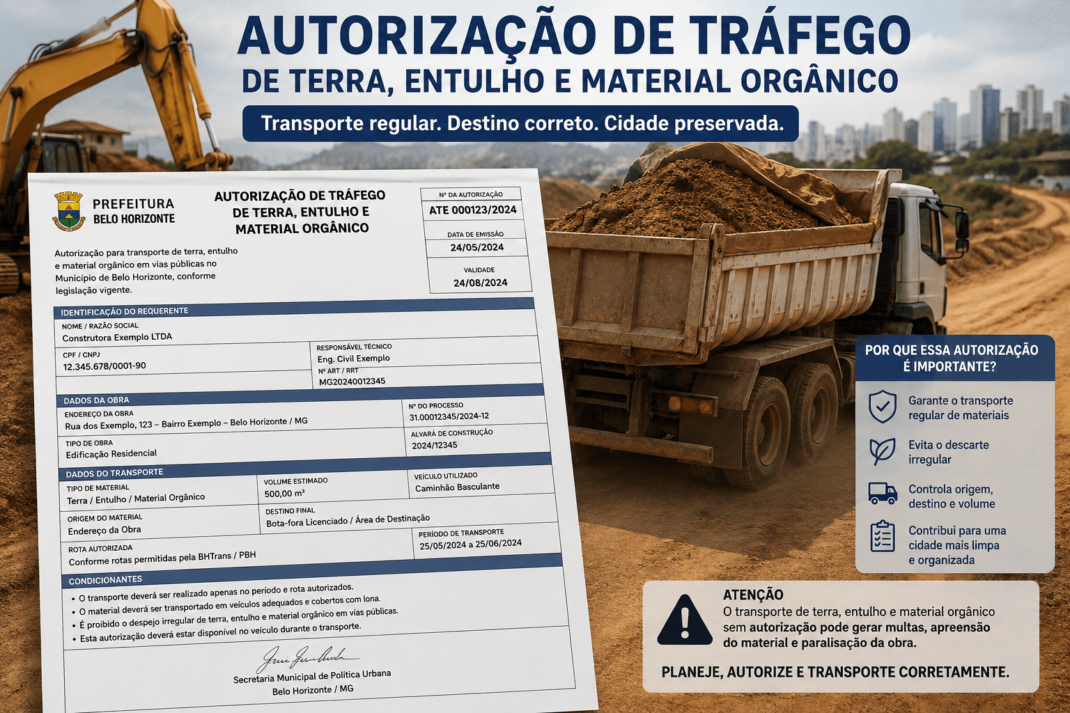 O que é a Autorização de Tráfego de Terra, Entulho e Material Orgânico em Belo Horizonte?