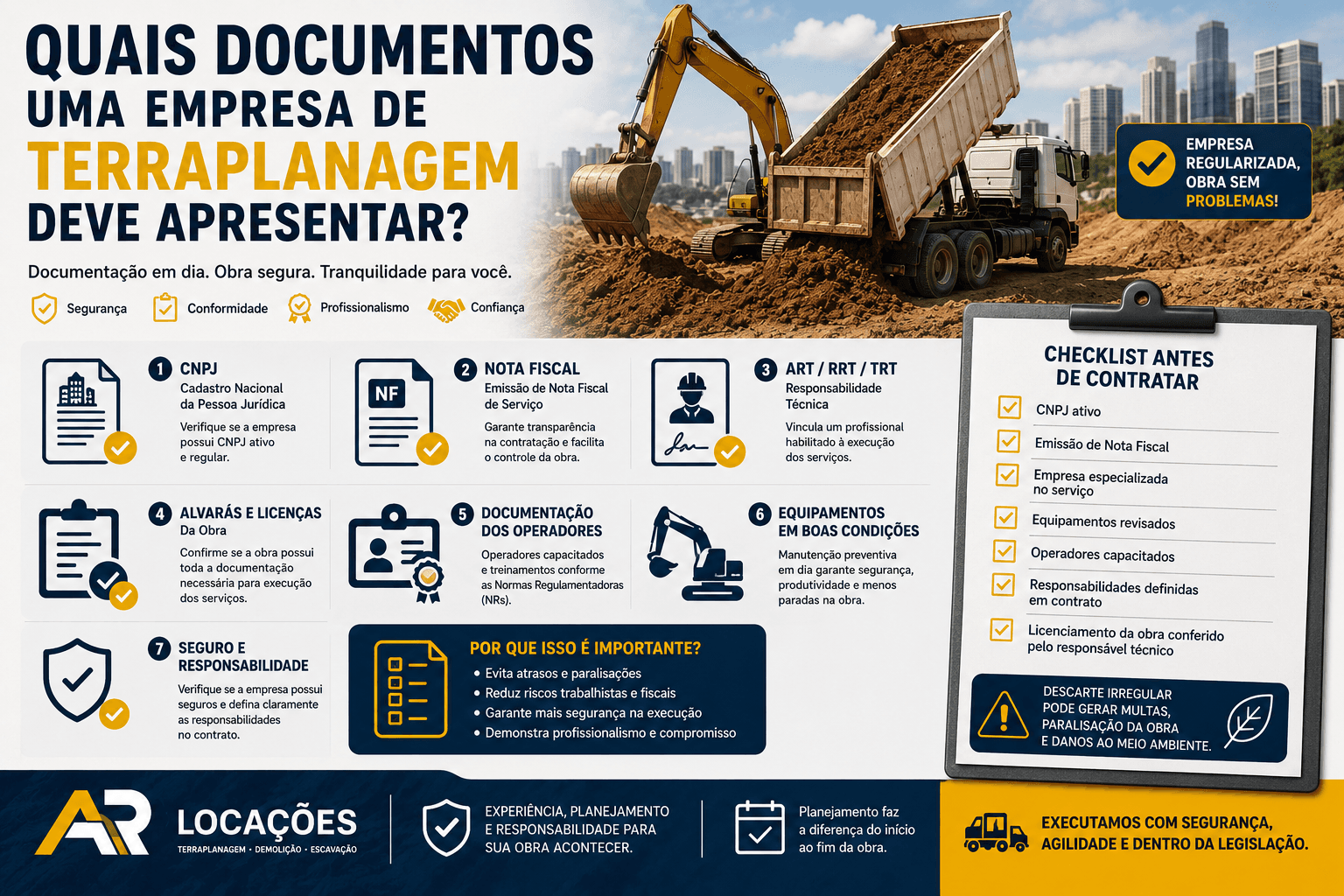 Quais documentos uma empresa de terraplanagem deve apresentar?